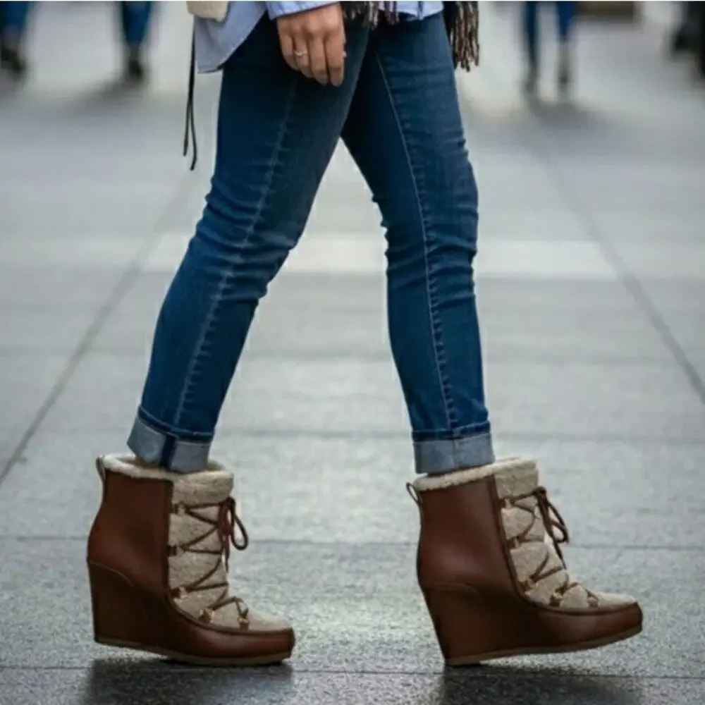 Veronica Beard Elfred Wedge Booties Boots